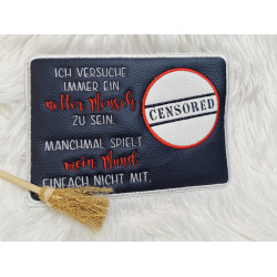 Stickdatei ITH - Mug Rug Spruch "Ich versuche ein netter Mensch zu sein."